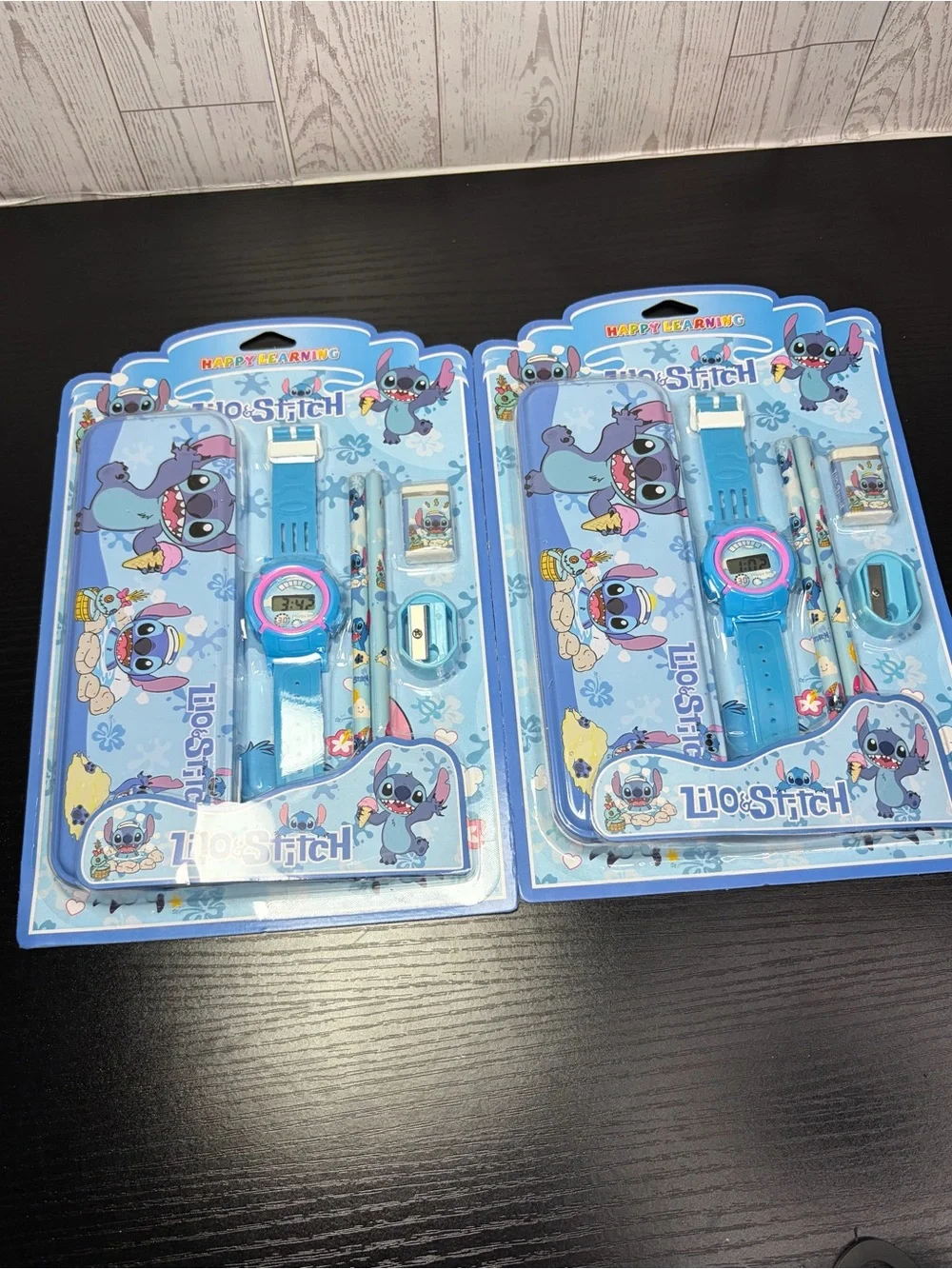 2PCS Disney Lilo & Stitch Blue Kids Watch and Stationery Gift Set